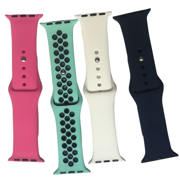 NEW 4 Band Bundle Silicone Sport Apple Watch 38 40 41mm S/M - Picture 2 of 7